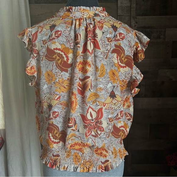 Floral Ruffle Sleeve Top - Multicolor - Picture 4 of 8